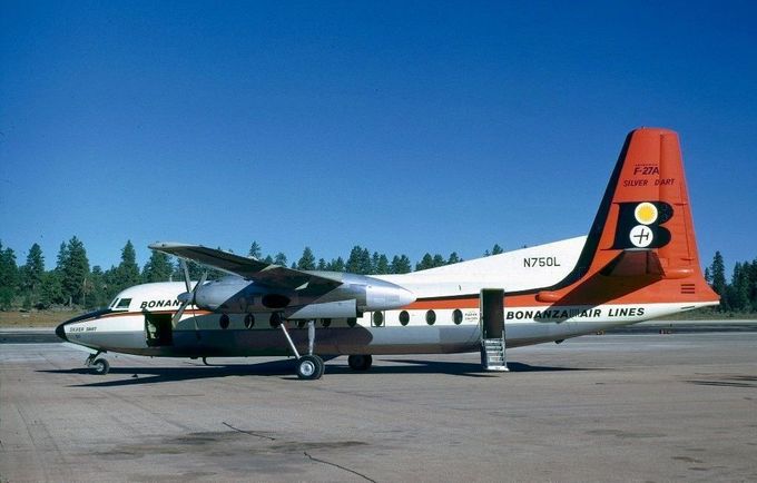 Msn:65  N750L  Bonanza Airlines  ReRegd March 1,1964.
Photo JACQUES  GUILLEM COLLECTION.